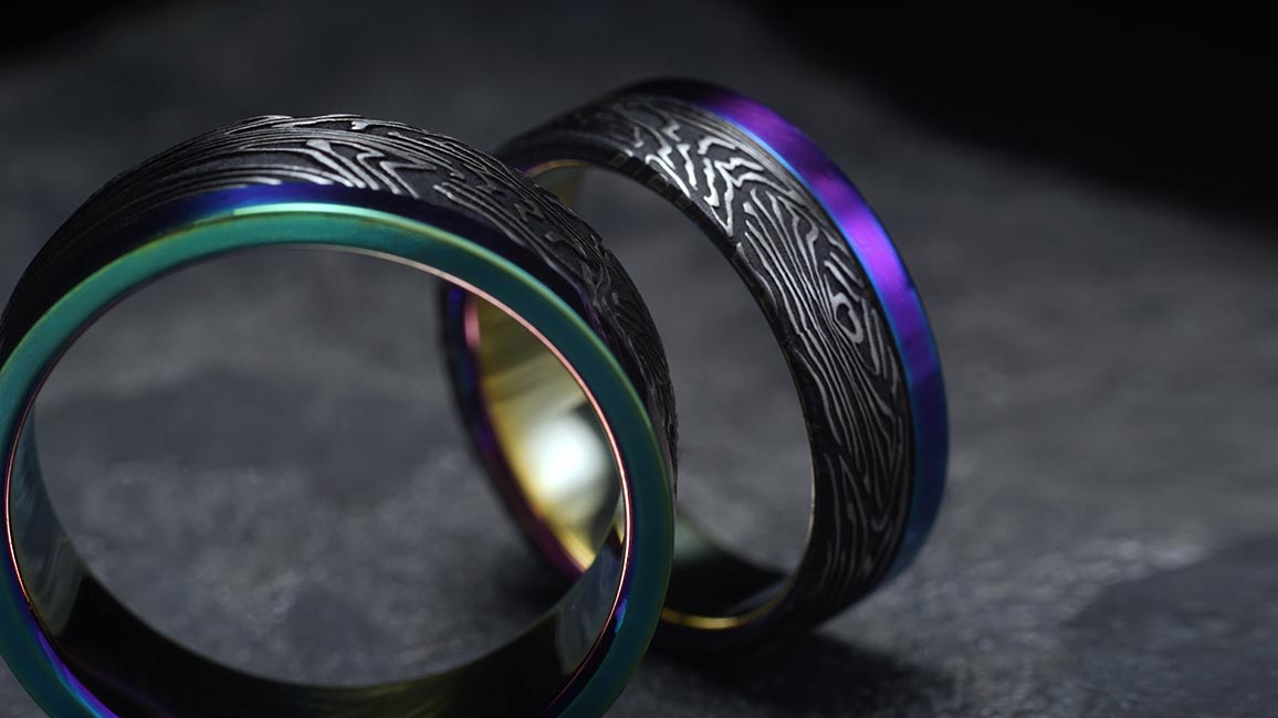 Цветные обручальные кольца из титана Цветные обручальные кольца из титана